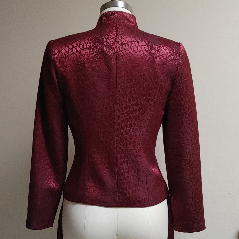 Wool & Silk Brocade Albert Nipon Petite Suit in Burgundy - Picture 7 of 16